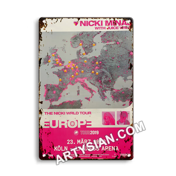 ARTYSIAN Nicki Minaj - WRLD TOUR, Köln 2019 - Konzertplakat- Metal Sign 30X20cm