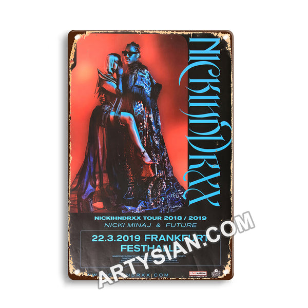 ARTYSIAN Nicki Minaj & Future - World Tour Europe, Frankfurt 2019 - Konzertplakat-Metal Sign 30X20cm