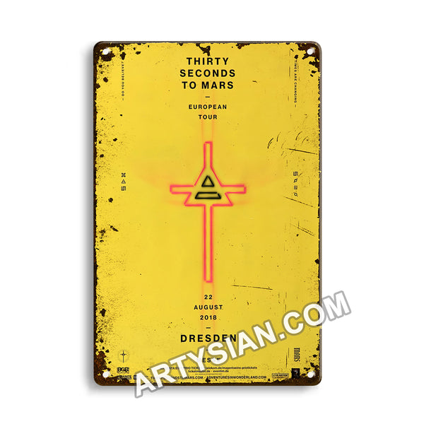 ARTYSIAN Thirty Seconds To Mars - European Tour, Dresden 2018 - Konzertplakat-Metal Sign 30X20cm