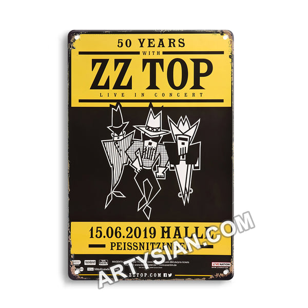 ARTYSIAN ZZ Top - Big Bad Blues, Halle 2019 - Konzertplakat-Metal Sign 30X20cm