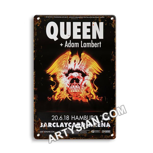 ARTYSIAN Queen - Adam Lambert, Hamburg 2018 - Konzertplakat-Metal Sign 30X20cm