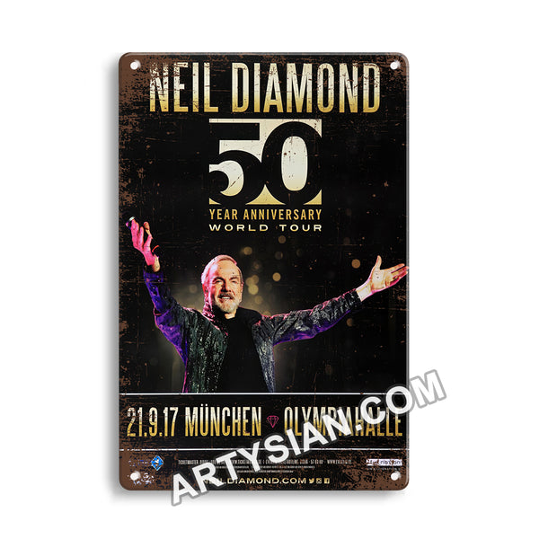 ARTYSIAN Neil Diamond - 50 Years World Tour, München 2017 - Konzertplakat-Metal Sign 30X20cm