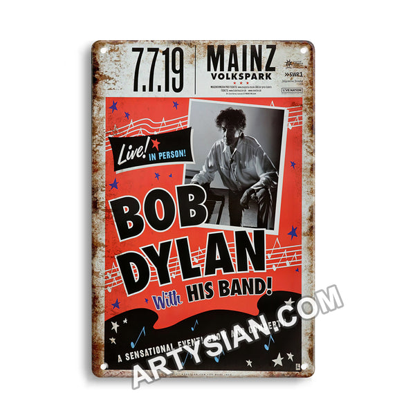 ARTYSIAN Bob Dylan - Live! In Person!, Mainz 2019 - KonzertplakatMetal Sign 30X20cm