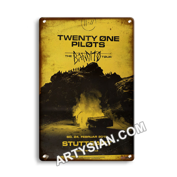 ARTYSIAN Twenty One Pilots - The Banditos, Stuttgart 2019 - Konzertplakat-Metal Sign 30X20cm