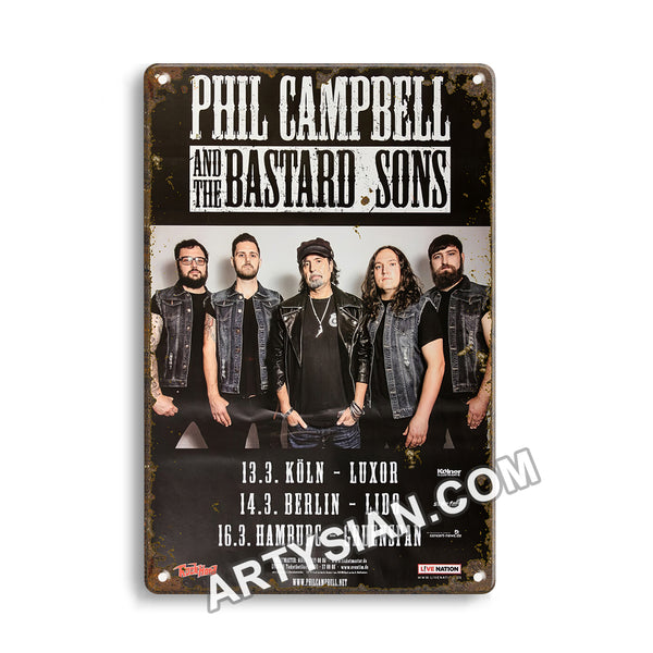 ARTYSIAN Phil Campbell - The Bastard Sons, Tour 2019 - Konzertplakat-Metal Sign 30X20cm