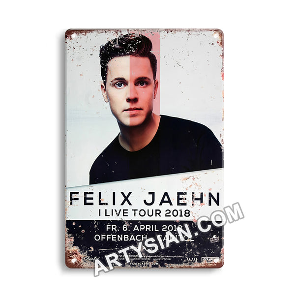 ARTYSIAN Felix Jaehn - I Live Tour , Frankfurt 2018 - Konzertplakat Metal Sign 30X20cm