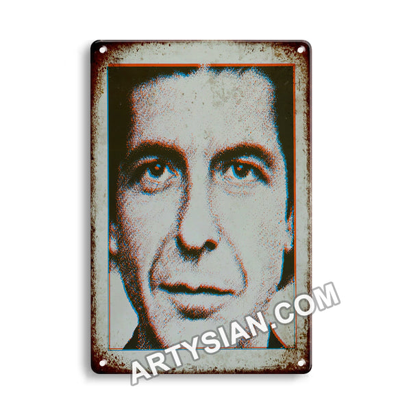 ARTYSIAN Leonard Cohen Europe ´80 - Limited Edition von 200 Stück, No Town 1980 Metal Sign 30X20cm
