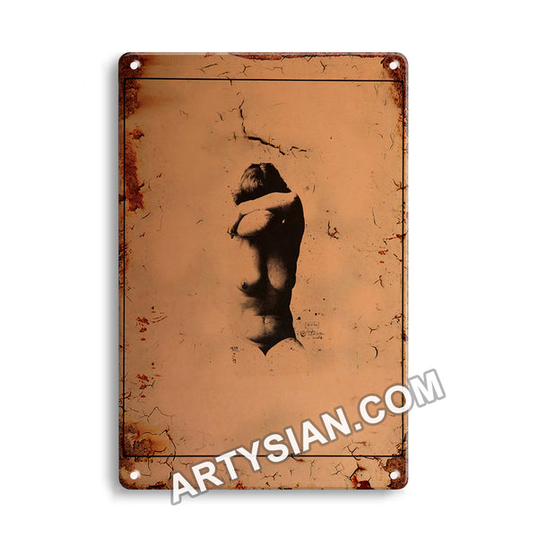 ARTYSIAN Klaus Böttcher Lithographie - Monika mit dem verdeckten Gesicht, Frankfurt 1979Metal Sign 30X20cm