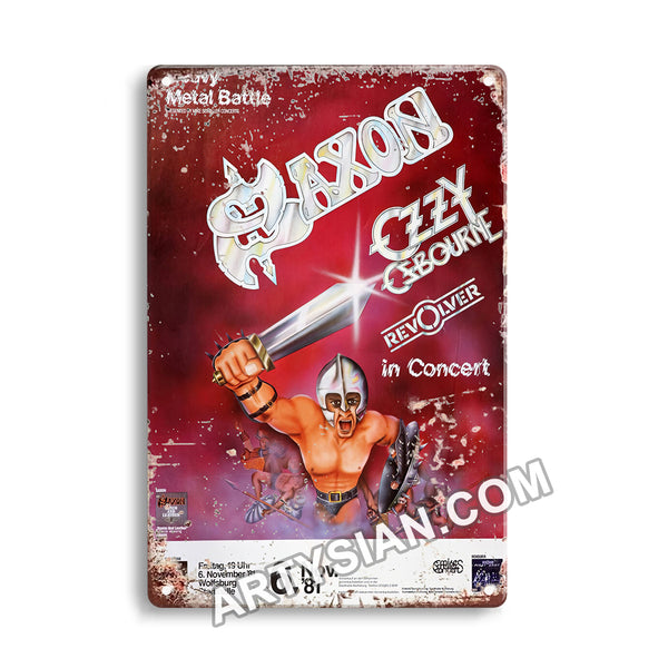 ARTYSIANSaxon & Ozzy Osbourne, Wolfsburg 1981-Metal Sign 30X20cm