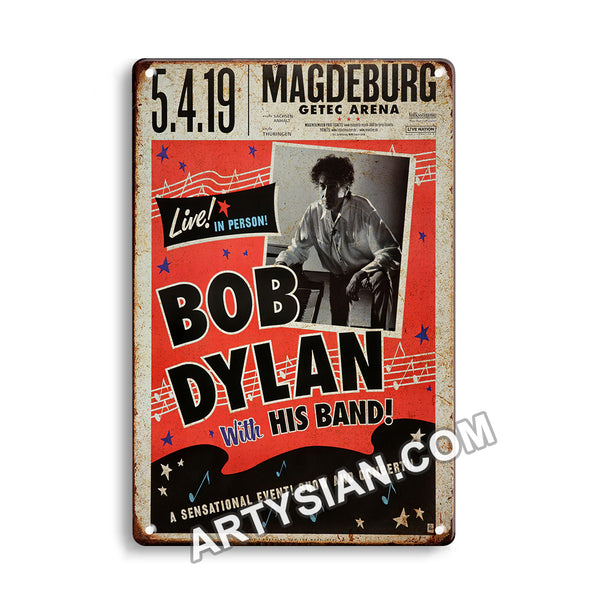 ARTYSIAN Bob Dylan - Live! In Person!, Magdeburg 2019 - KonzertplakatMetal Sign 30X20cm