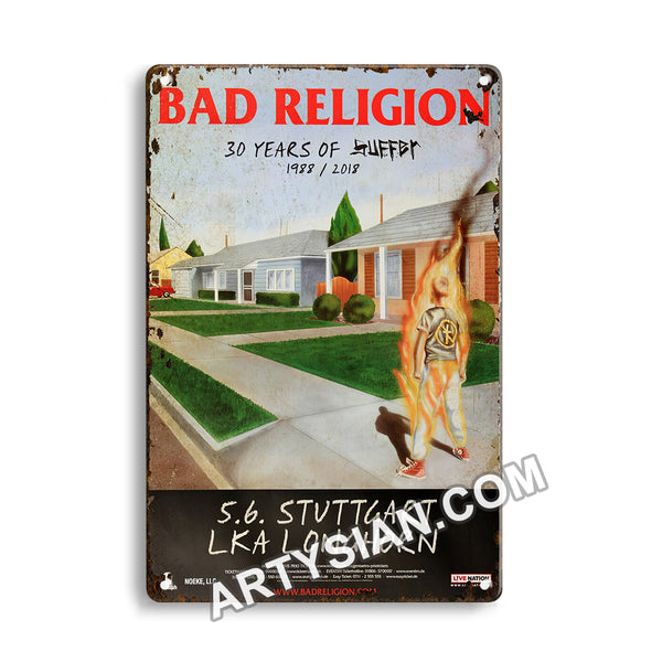 ARTYSIAN Bad Religion - 30 Years Of Suffer, Stuttgart 2018 - Konzertplakat Metal Sign 30X20cm
