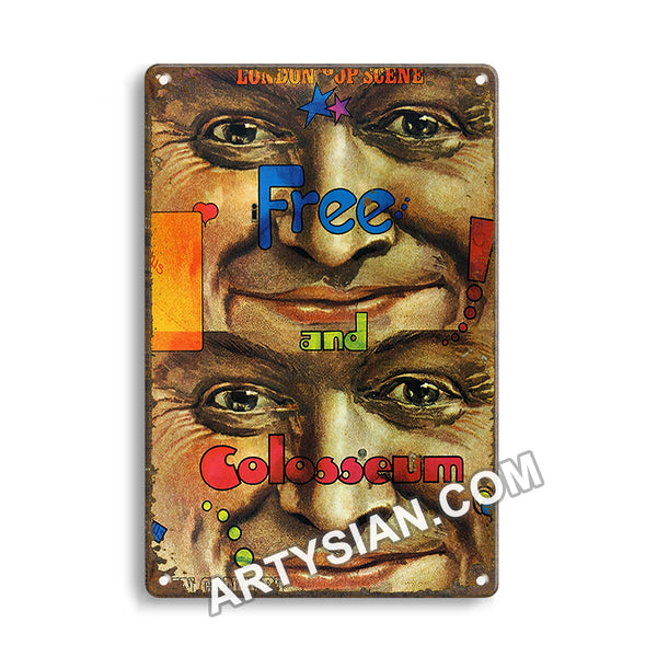ARTYSIAN Free and Colosseum - Fire And Water, 1970 - KonzertplakatMetal Sign 30X20cm