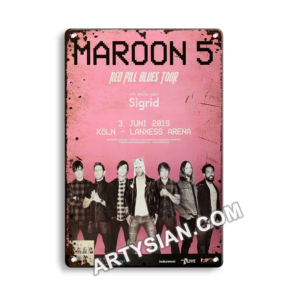 ARTYSIAN Maroon 5 - Red Pill Blues, Köln 2019 - Konzertplakat-Metal Sign 30X20cm