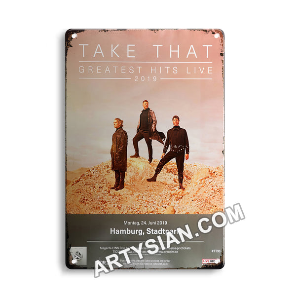 ARTYSIAN Take That - Greatest Hits Live, Hamburg 2019-Metal Sign 30X20cm