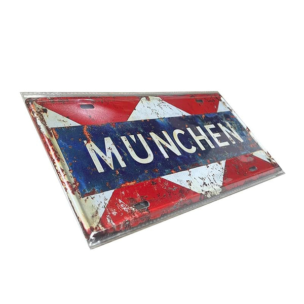 München Vintage City Metal Sign – 30x15cm Rustic Munich Wall Plaque Tin Street Sign for Bar, Pub, Garage, Man Cave, Home Decor