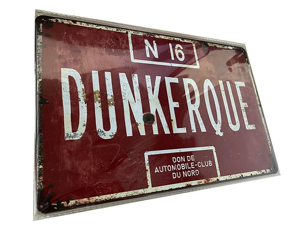 DUNKERQUE Vintage Metal Sign 30 x 20 cm - Retro Street Sign France - WWII Wall Decoration - Tin Sign for Garage, Bar, Man Cave