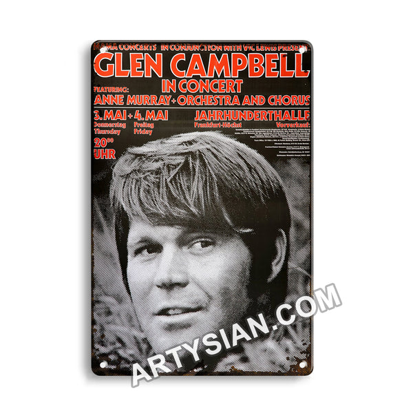 ARTYSIAN Glen Campbell, Frankfurt 1973Metal Sign 30X20cm