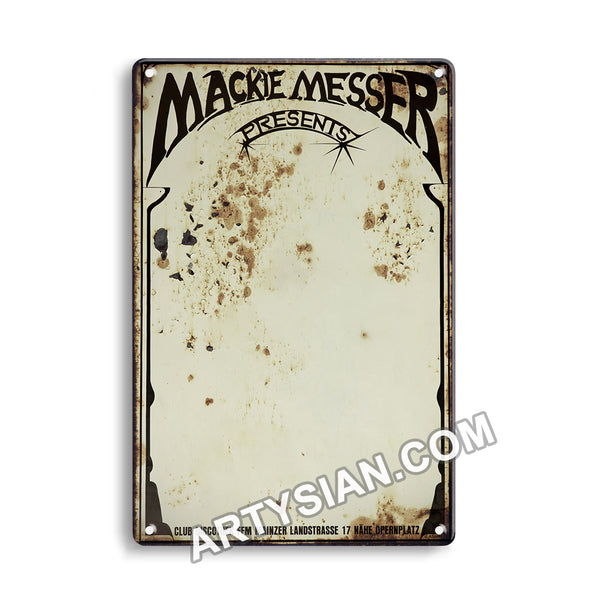 ARTYSIAN Mackie Messer - Discothek - Monatsprogramm - Vorschau, Frankfurt 1969-Metal Sign 30X20cm
