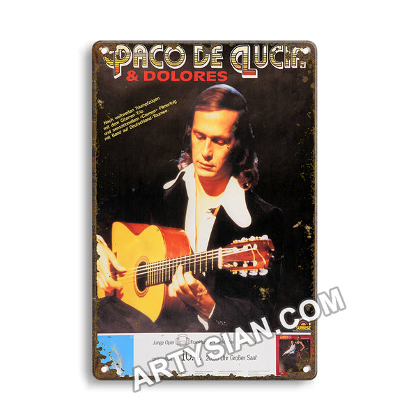 ARTYSIANPaco De Lucia & Dolores - mit Band auf Deutschland-Tournee, Frankfurt 1981Metal Sign 30X20cm