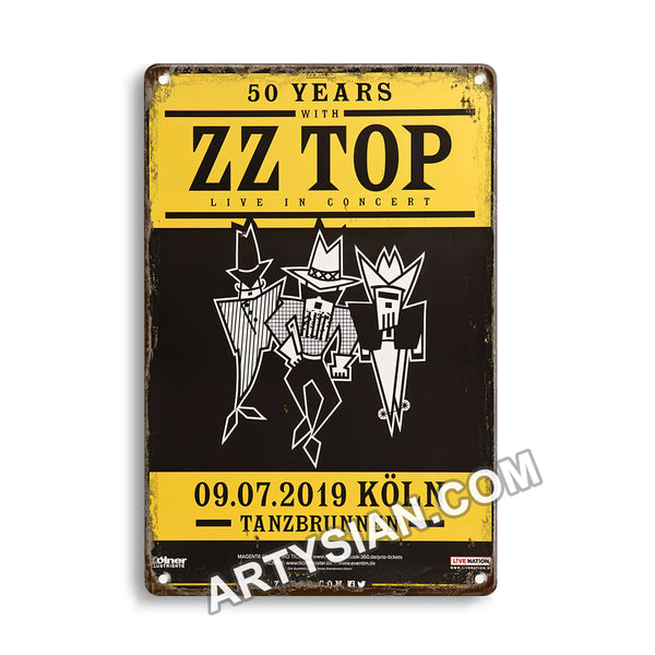 ARTYSIAN ZZ Top - Big Bad Blues, Köln 2019 - Konzertplakat-Metal Sign 30X20cm