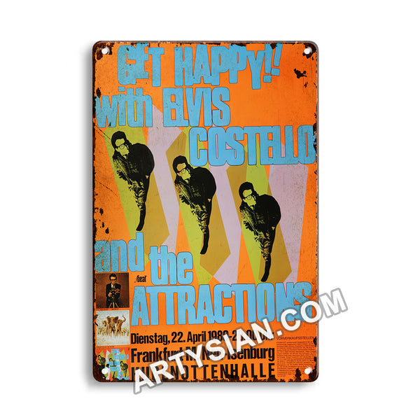 ARTYSIAN Elvis Costello, Neu-Isenburg 1980Metal Sign 30X20cm