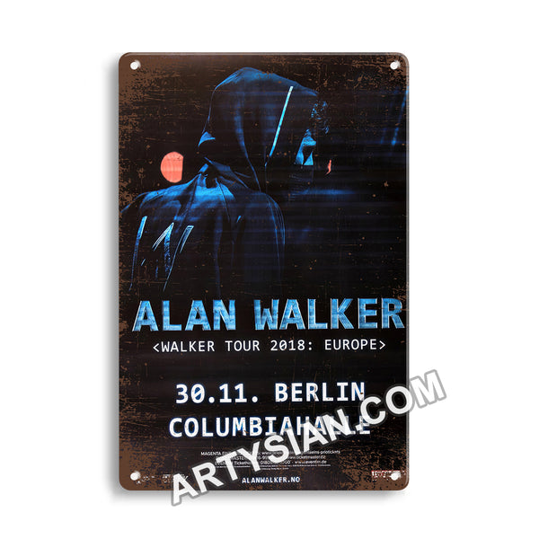 ARTYSIAN Alan Walker - Walker Tour, Berlin 2018 - Konzertplakat Metal Sign 30X20cm