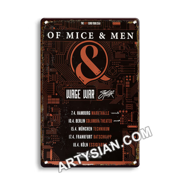 ARTYSIAN Of Mice & Men - The Defi Euro Tour, Tour 2018 - Konzertplakat- Metal Sign 30X20cm