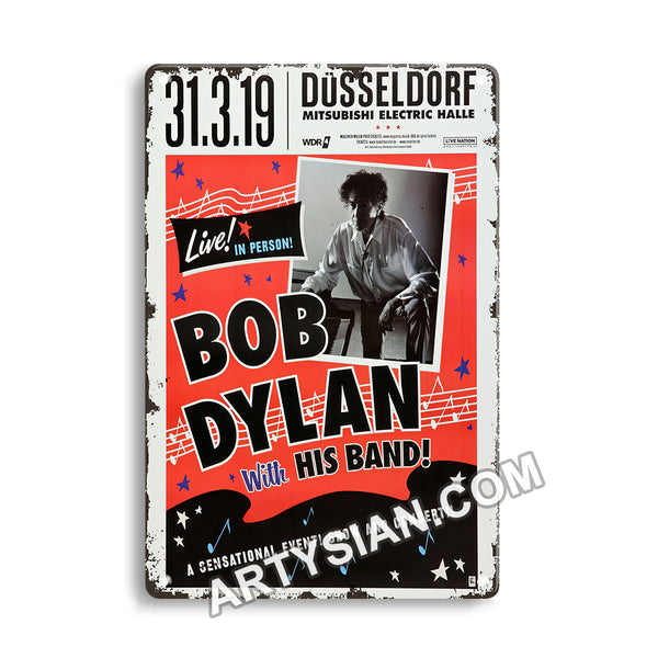 ARTYSIAN Bob Dylan - Live! In Person!, Düsseldorf 2019 - Konzertplakat Metal Sign 30X20cm