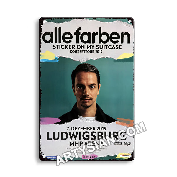ARTYSIAN alle Farben - Stick On My Suitcace, Ludwigsburg 2019 Metal Sign 30X20cm