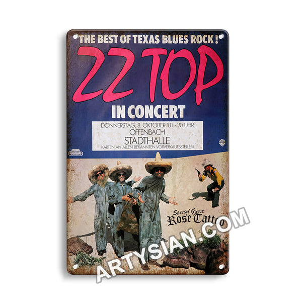 ARTYSIAN ZZ Top, Offenbach 1981-Metal Sign 30X20cm