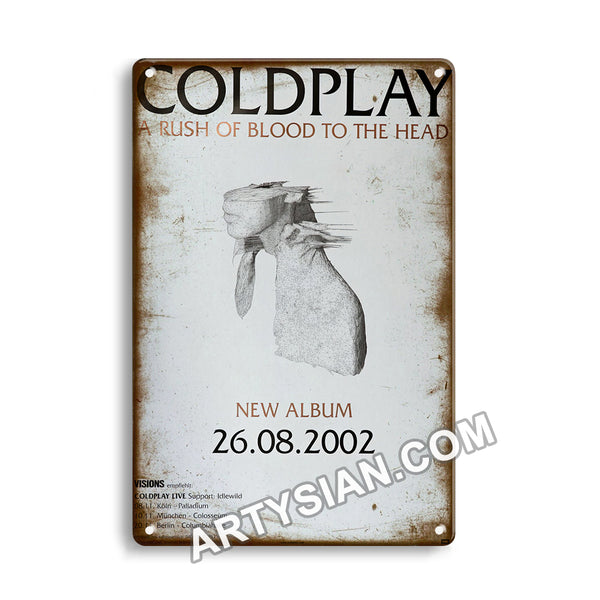 ARTYSIAN Coldplay, Tour Dates 2002 Metal Sign 30X20cm