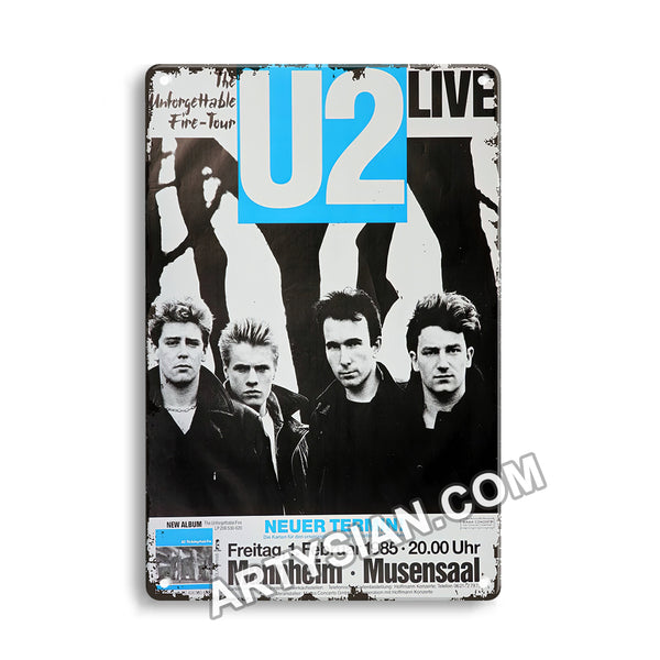 ARTYSIAN U2 LIVE, Mannheim 1985-Metal Sign 30X20cm