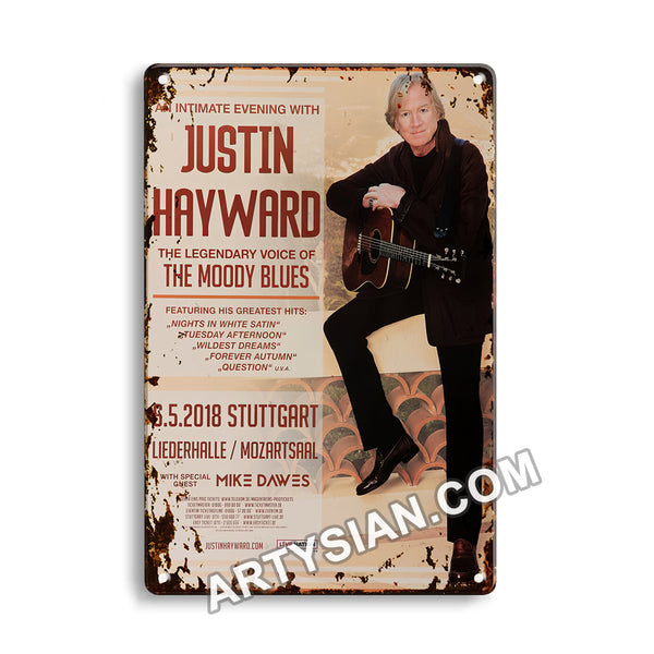 ARTYSIAN Justin Hayward - The Moody Blues, Stuttgart 2018 - Konzertplakat-Metal Sign 30X20cm