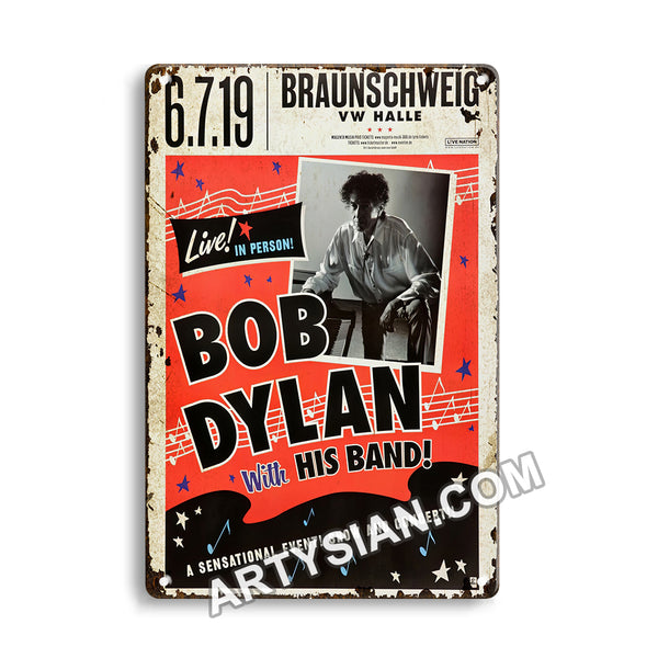 ARTYSIAN Bob Dylan - Live! In Person!, Braunschweig 2019 - KonzertplakatMetal Sign 30X20cm