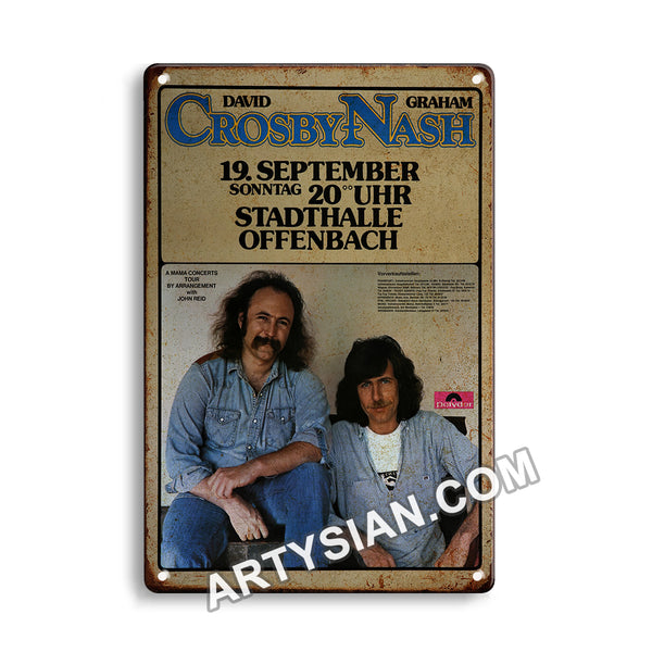 David Crosby & Graham Nash - Whistling Wire, Heidelberg 1976Metal Sign 30X20cm