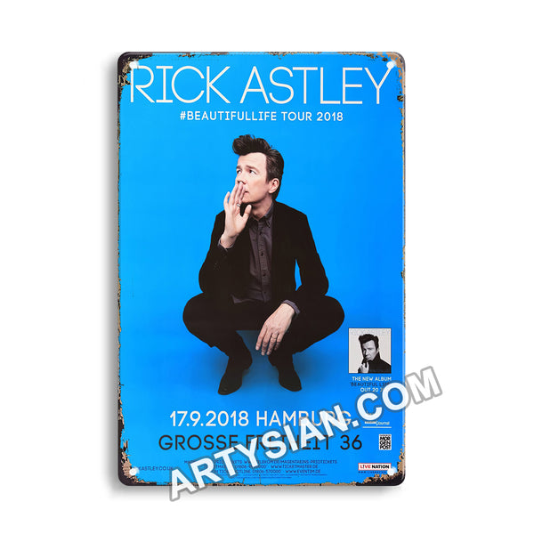 ARTYSIAN Rick Astley - Beautifullife Tour, Hamburg 2018 - Konzertplakat-Metal Sign 30X20cm