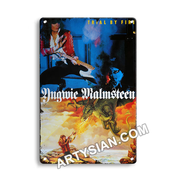 ARTYSIAN Yngwie Malmsteen - Trial Of Fire, No Town 1987-Metal Sign 30X20cm