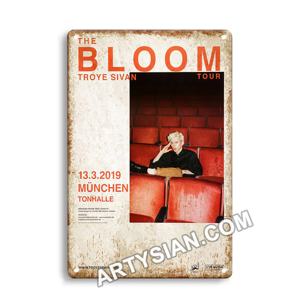 ARTYSIAN Troye Sivan - The Bloom Tour, München 2019 - Konzertplakat-Metal Sign 30X20cm