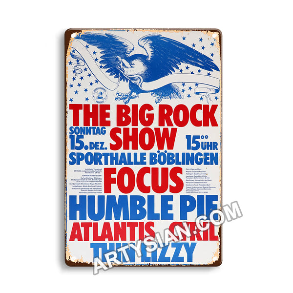 ARTYSIAN The Big Rock Show - Focus, Humble Poie, Atlantis, Cyril, Thin Lizzy,, Böblingen 1975-Metal Sign 30X20cm