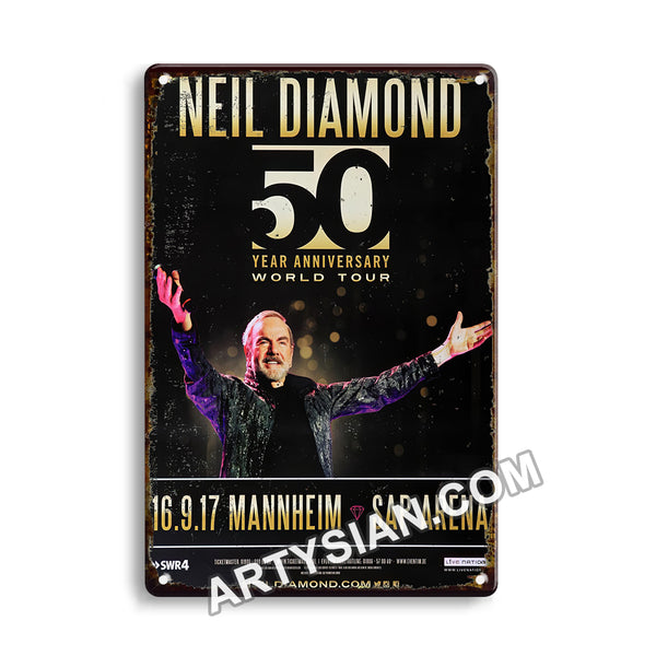 ARTYSIAN Neil Diamond - 50 Years World Tour, Mannheim 2017 - Konzertplakat-Metal Sign 30X20cm
