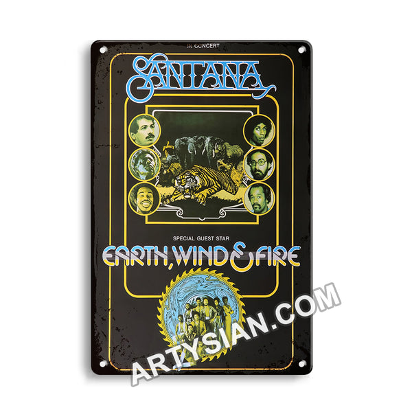 ARTYSIAN Santana & Earth, Wind & Fire, 1975 Metal Sign 30X20cm