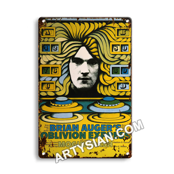 ARTYSIANBrian Auger´s Oblivion Express - The Green Tour, No Town 1970Metal Sign 30X20cm