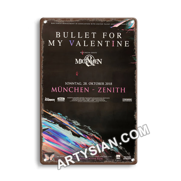 ARTYSIAN Bullet For My The Valentine - Gravity, München 2018 - Konzertplakat Metal Sign 30X20cm