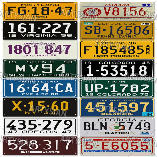 US State License Plate America Metal Tin Sign Wall Decor Truck Vehicle Trailer Tractor Car Number Plate New Hampshire MASS IND