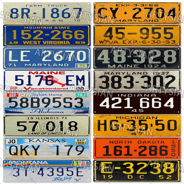 1920s 30s 40s 50s Vintage Truck Vehicle Trailer Tractor Car License Plate US State Number Plate Metal Tin Sign Wall Decor Maine