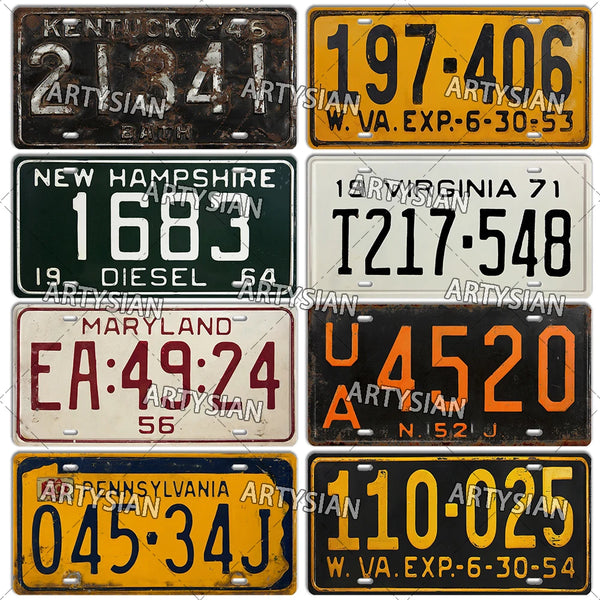 US Truck Trailer Tractor Retro License Plate Mississippi Wisconsin New York Montana Wyoming Colorado Number Plate Kentucky Sign