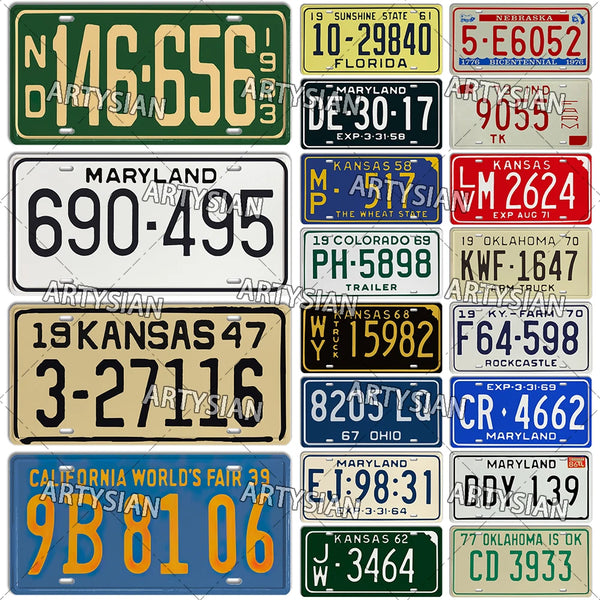 US North Dakota Kansas Ohio California New Mexico License Plate Virginia Truck Vehicle Registration Plate Decorative Metal Sign