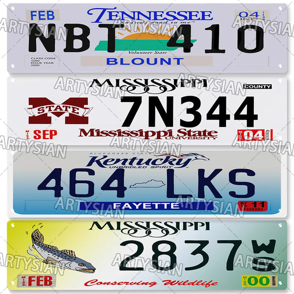 US State License Plate Old Truck Vehicle Trailer Tractor Car Number Plate Metal Tin Sign Wall Decor Maryland Tennessee Indiana