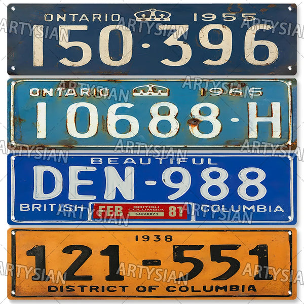 CANADA Retro License Plate Truck Vehicle Trailer Tractor Number Plate Ontario British Columbia New Brunswick Wall Metal Sign