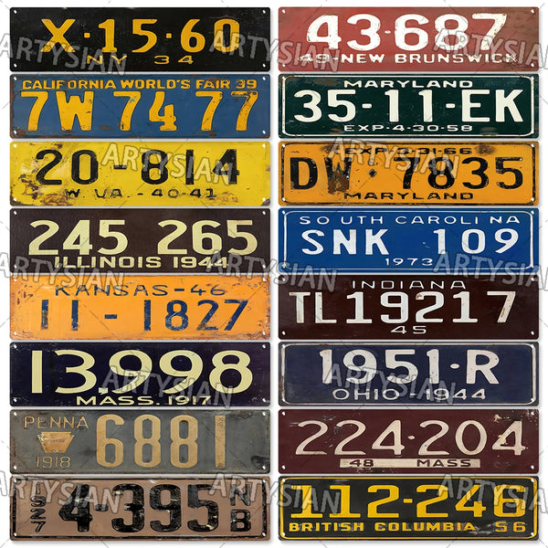 US Retro Truck Vehicle Trailer Tractor License Plate Decorative Metal Sign Garage Bar Pub Club Hotel Cafe Man Cave Wall Decor